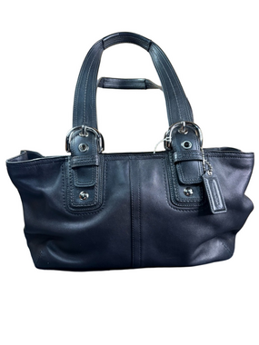 Coach Black Leather Soho Tote Bag F15109 Buckle Strap Shoulder Bag Classic